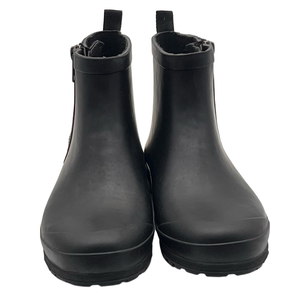 Madewell Sleek Black Waterproof Rain Boots Womens 10 Ankle Zip Up Lugsole